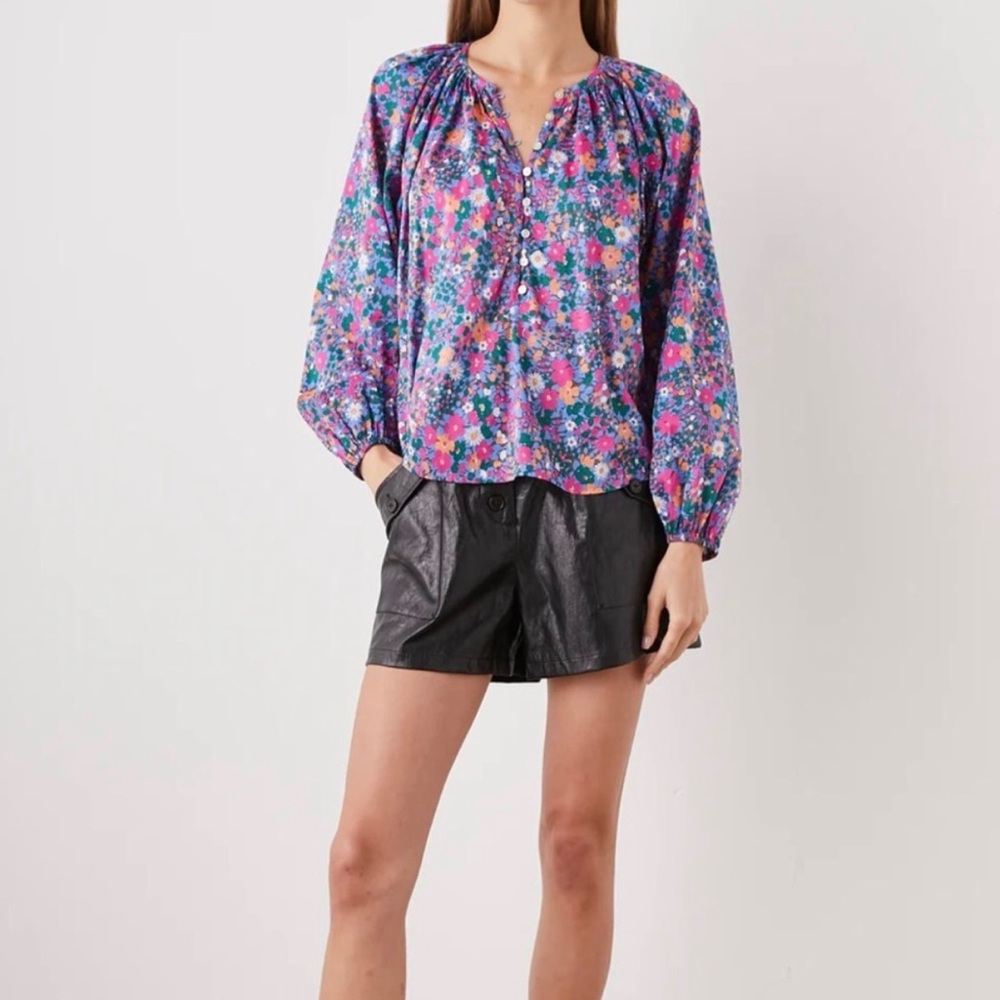NWT Rails Women’s Indi Leilani Floral Print Cotton Top Blouse Long Sleeve